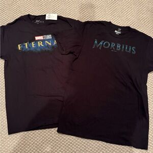 Marvel Promotional Eternals and Morbius shirts